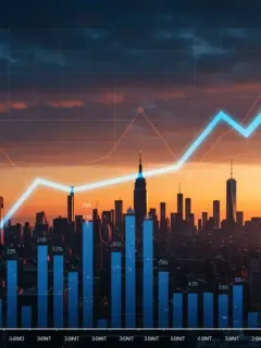 Upward trend economic graph with city skyline symbolizing economic recovery in Q4 2026