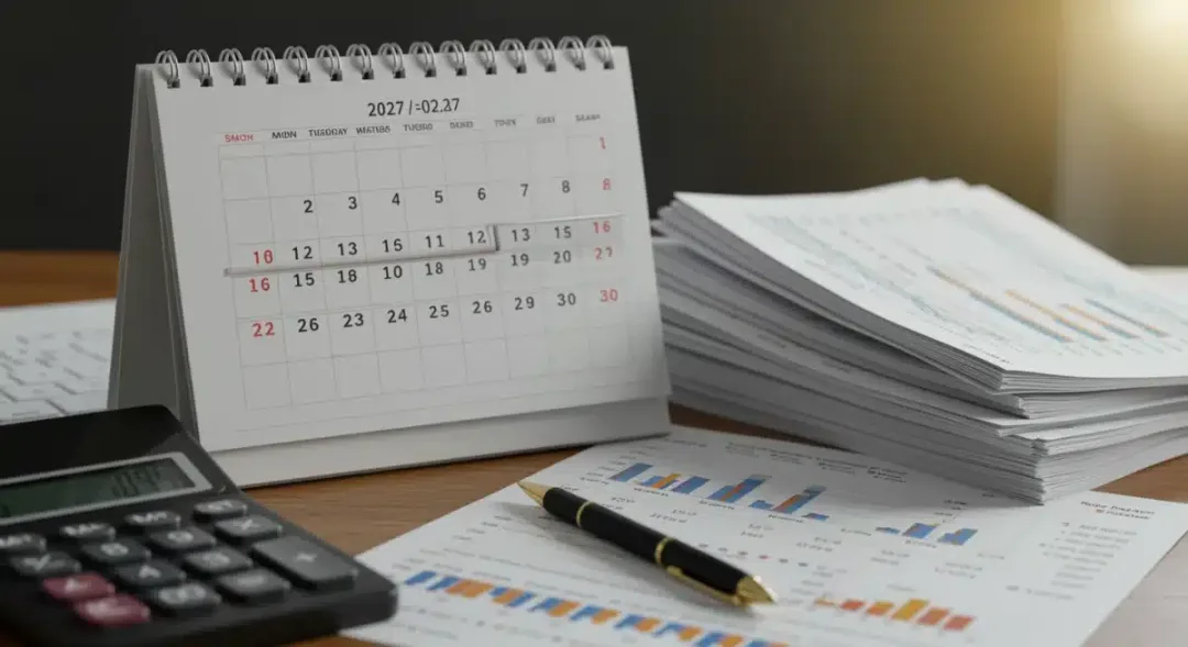 Calendar highlighting 2027 with student loan documents, symbolizing upcoming federal student loan changes and key dates.