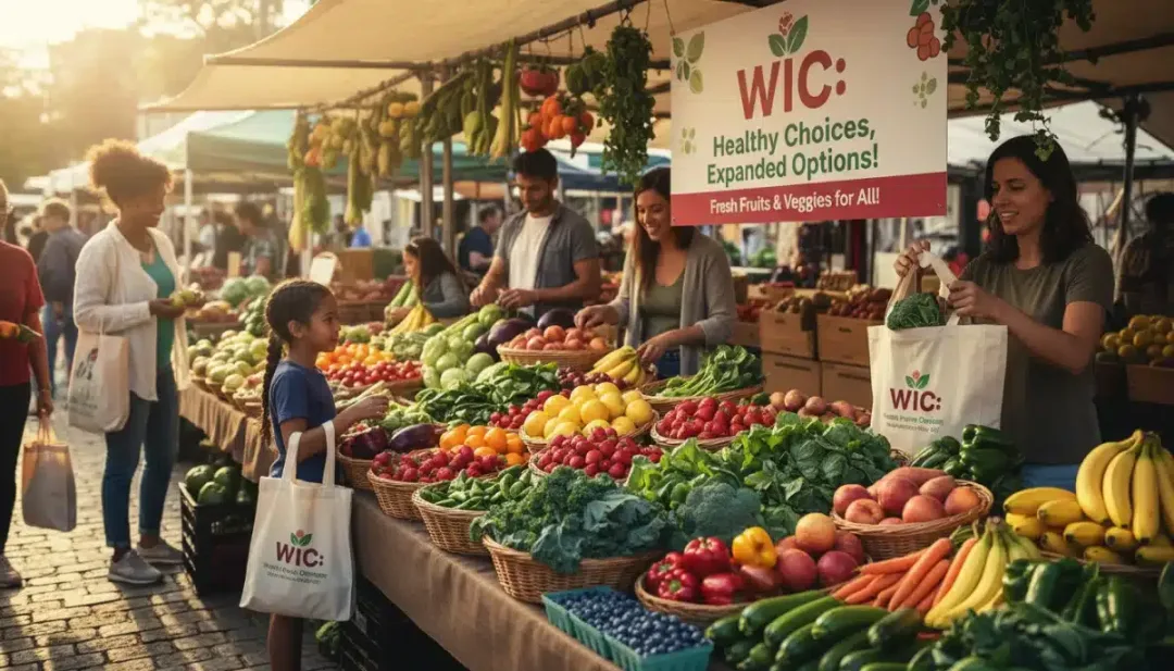 Fresh produce at farmer's market, highlighting WIC food additions.