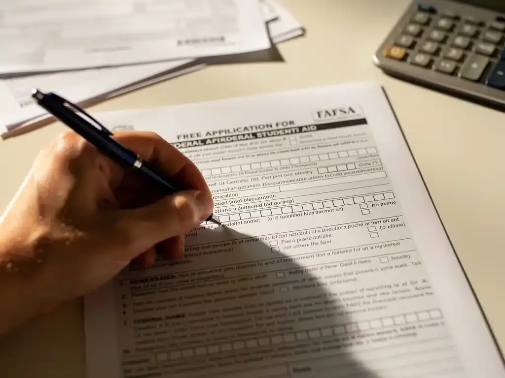 Filling out FAFSA form for financial aid