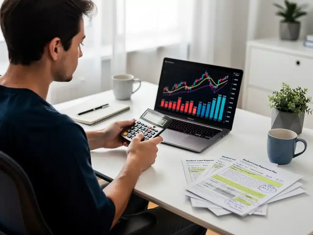 Student loan borrower analyzing repayment options and future interest rate changes.