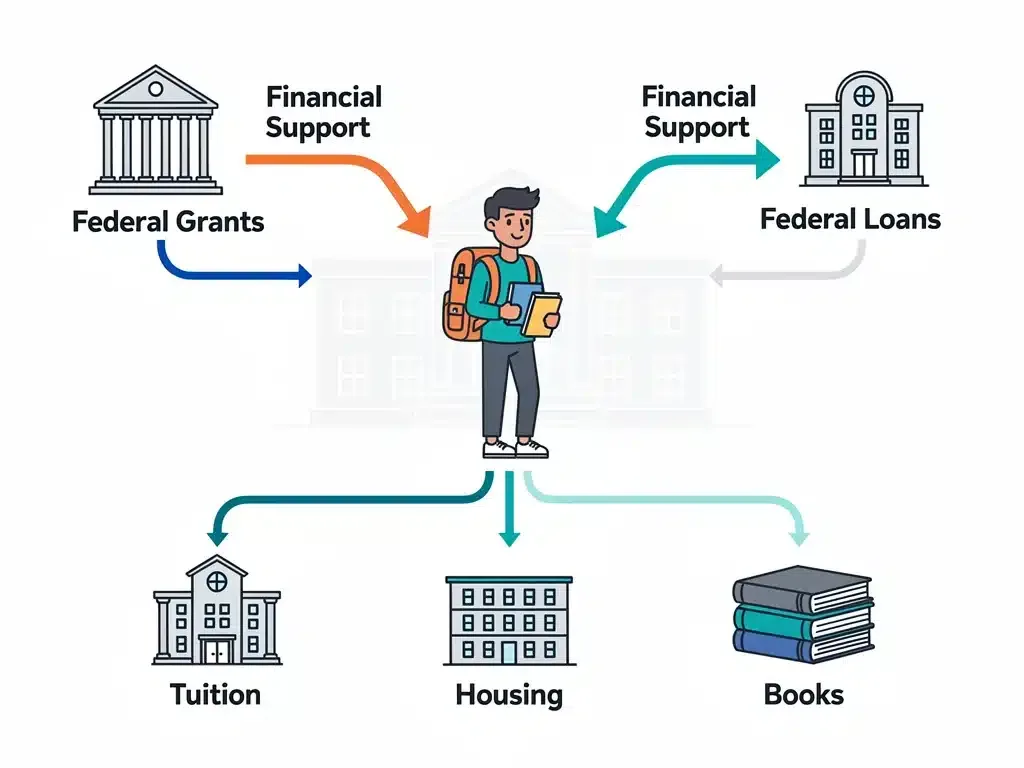 Illustration of federal student aid fund allocation.