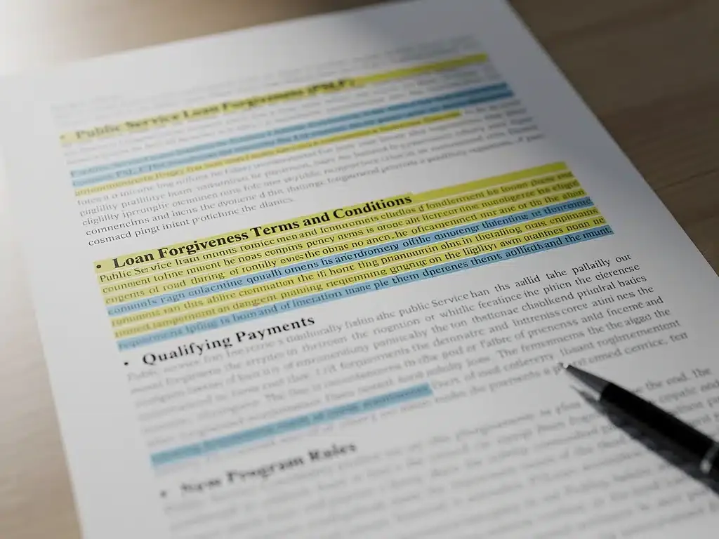 Detailed document outlining Public Service Loan Forgiveness terms and conditions.