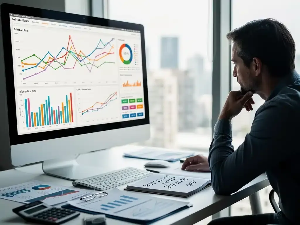 Person analyzing economic data for COLA impact