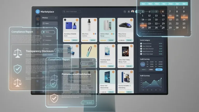 Digital marketplace with 2026 transparency law compliance documents