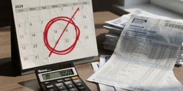Calendar with urgent deadline for FSA balance, medical bills, and calculator.