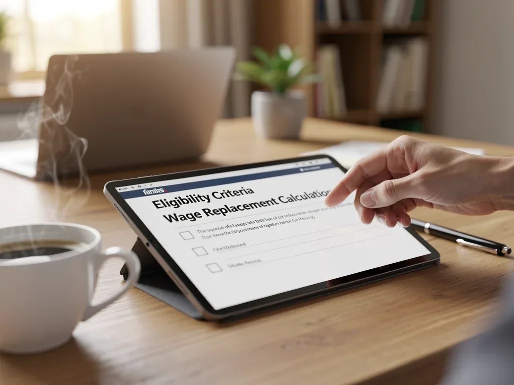 Person applying for paid family leave benefits online, highlighting the application process.