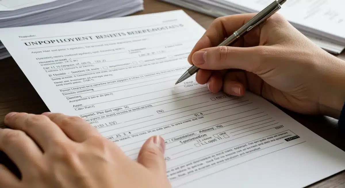 Filling out unemployment benefits application form
