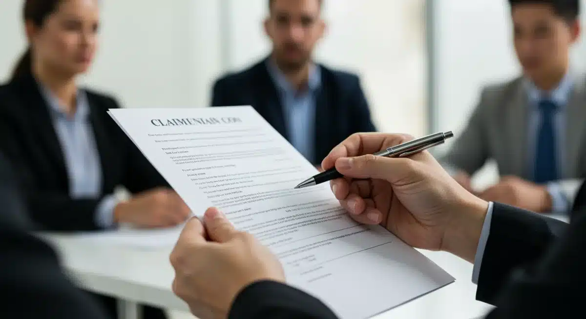 Veteran reviewing important benefit claim documents.