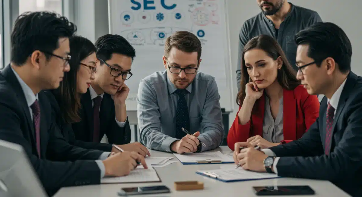 Crypto industry leaders discussing new SEC regulations and compliance strategies