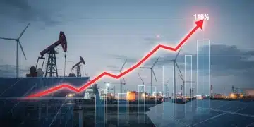 Graphic depicting a 10% surge in energy prices, illustrating the rising cost of various energy sources.