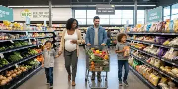 Family shopping for healthy groceries, representing WIC benefit modernization.